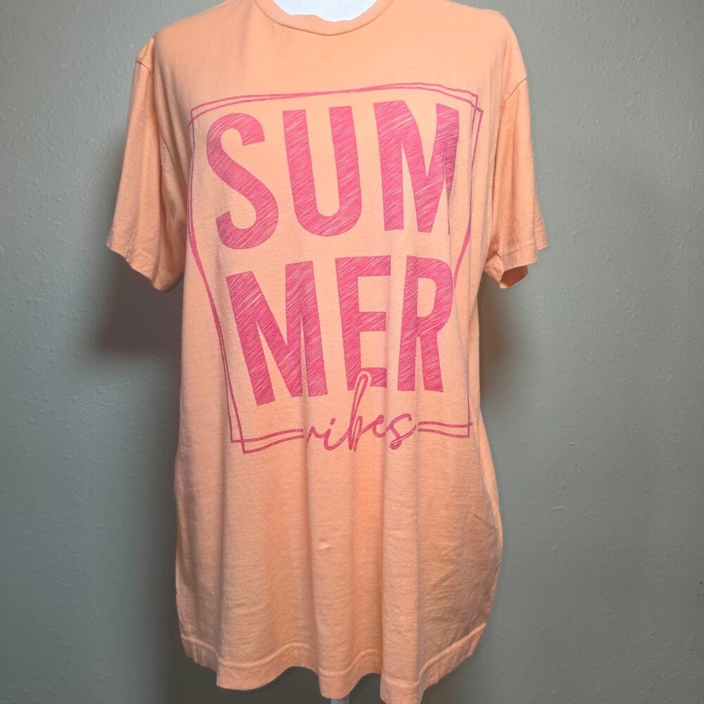 Tultex Summer Vibes Graphic T-Shirt Large Peach Peach/Coral